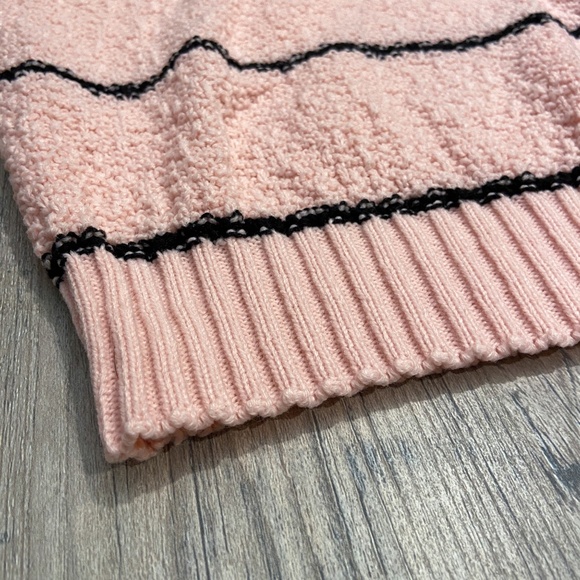 Vintage Turtle Bay Pink Black Striped Crew Neck Short Sleeve Sleeveless Sweater - Picture 8 of 13
